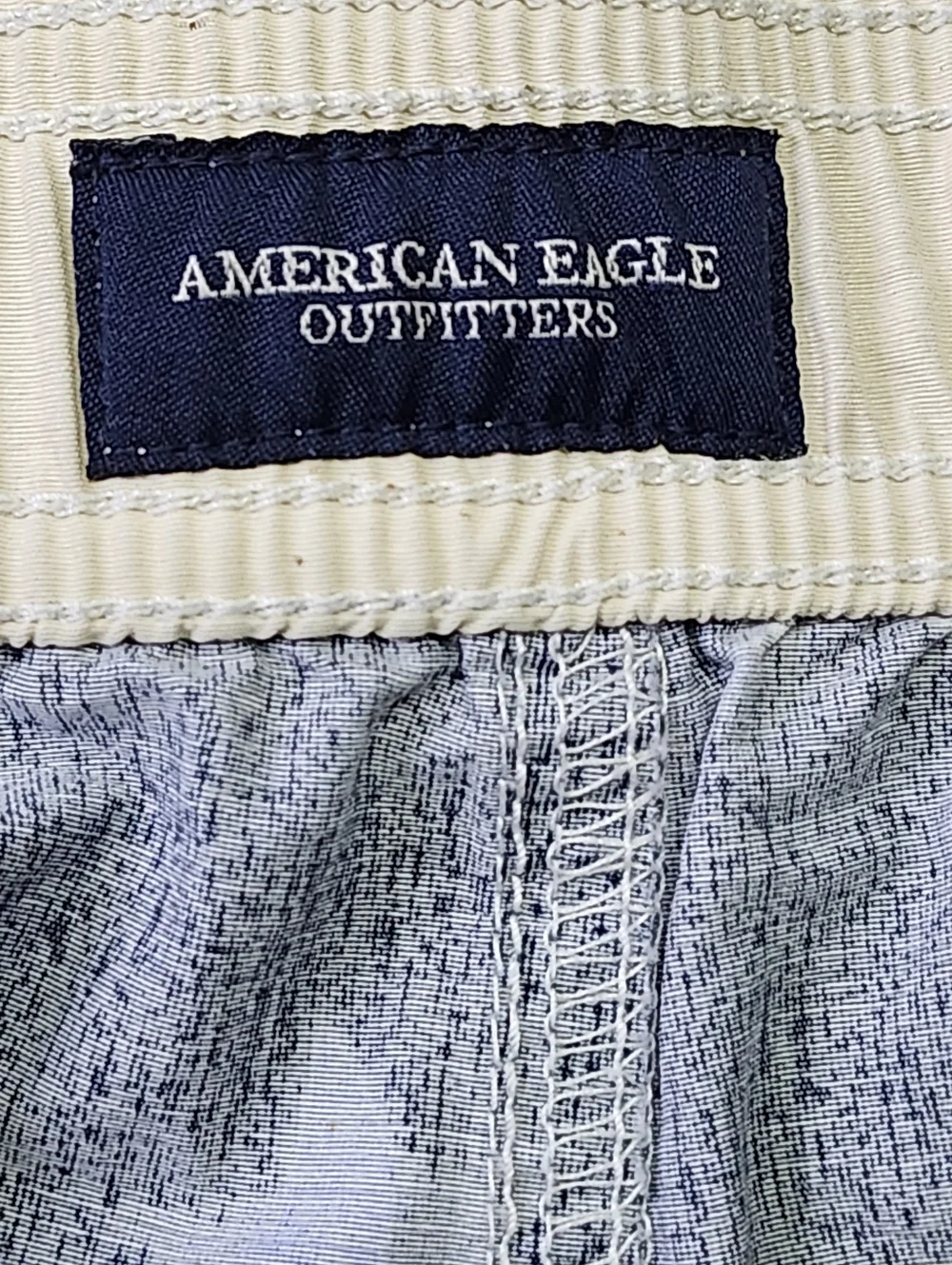 American Eagle Blue with Red and White All Over Star Print Swim Shorts. Sz. M
